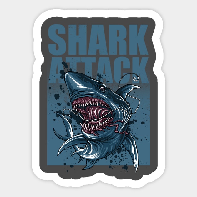 Shark Attack Sticker by akawork280